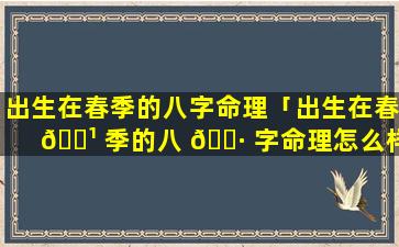 出生在春季的八字命理「出生在春 🌹 季的八 🌷 字命理怎么样」